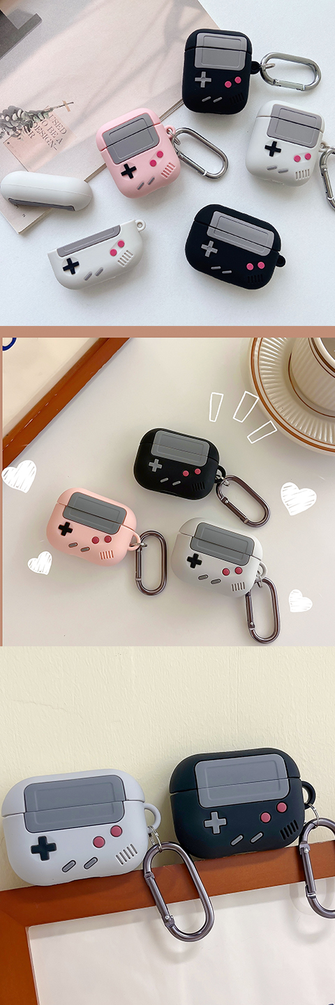 1pc game console design earphone protective case with keychain for airpods 1 2 3 pro christmas gift for women kids children men adults details 0
